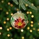 preview thumbnail 2 of 4, Sequin 2-D Poinsettia Christmas Glass Ball Ornament - 4" - Gold and Red