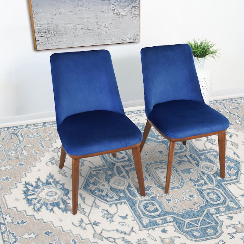 Dropia Mid-Century Modern Dining Chair Velvet (Set of 2) - Navy Blue