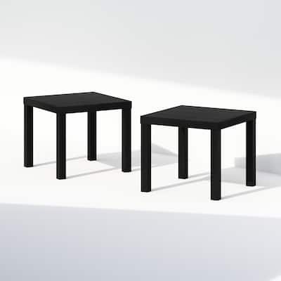 Furinno Classic Homey Square Nightstand, Bedside Tables, Set of 2, Black