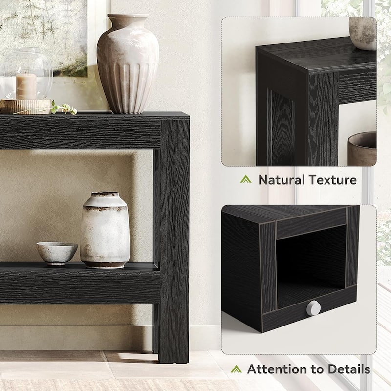62.99 Inches Long Wood Console Table, 2 Tiers Entryway Table Sofa Table