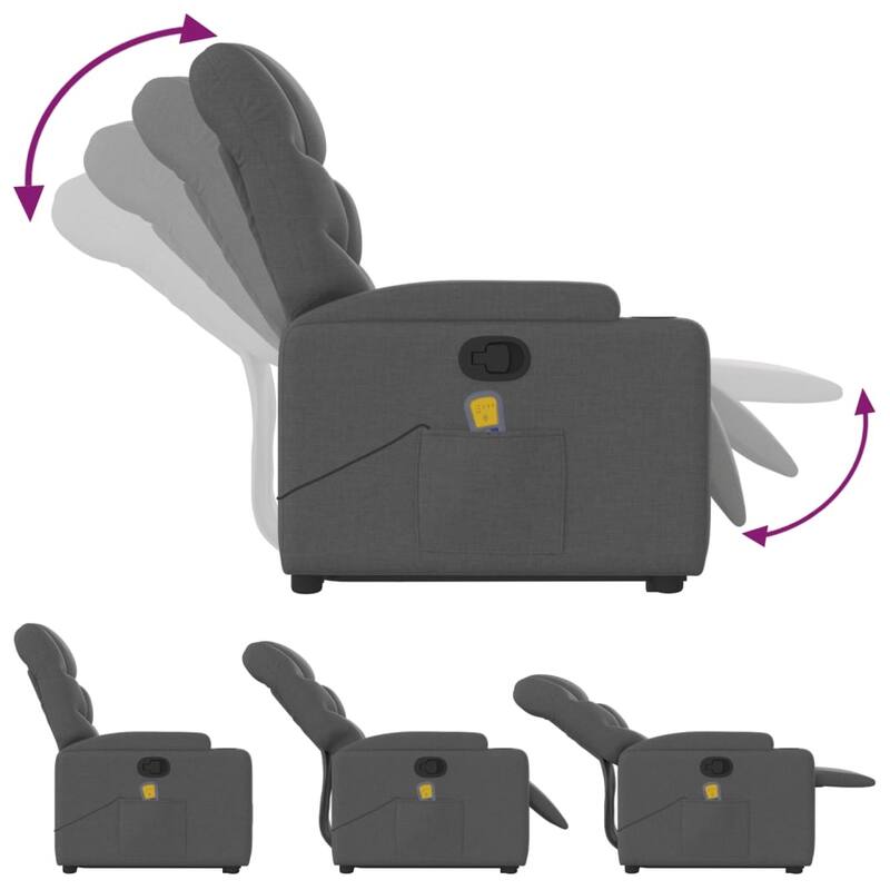 vidaXL Stand up Massage Recliner Chair Light Gray Fabric