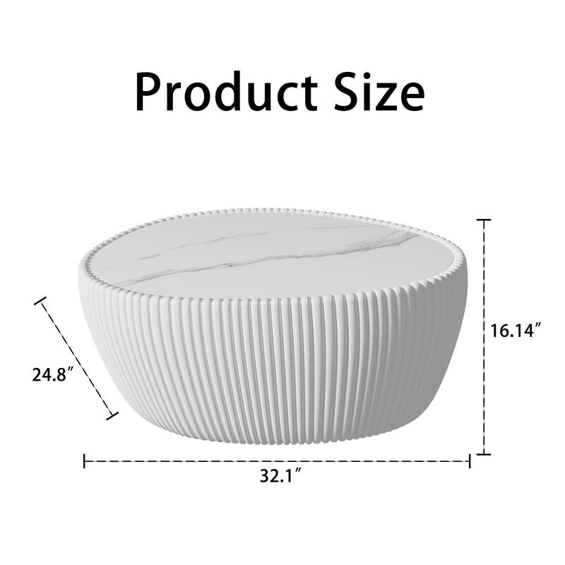 Goose Egg-Shaped Marble & Leather Coffee Table Accent Table, Side Table Sofa Table Bedside Table, No Assembly Required