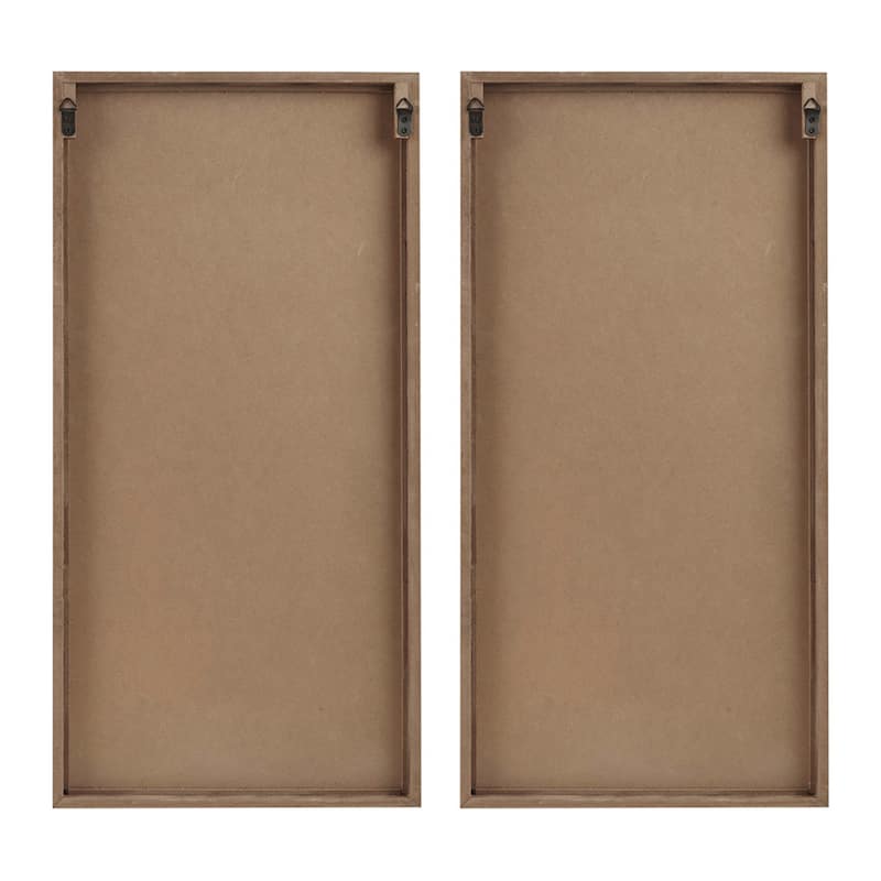 Roomfitters 2-Piece Tropical Palm Leaf Carved Wood Wall Decor Set, Dark Brown and White Botanical Dimensional Art