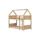 preview thumbnail 12 of 40, Wood Low Bunk Bed Twin Over Twin with House-shaped Bed Roof Frame, Ladder, Guardrails, Headboards and Footboards Floor Bed