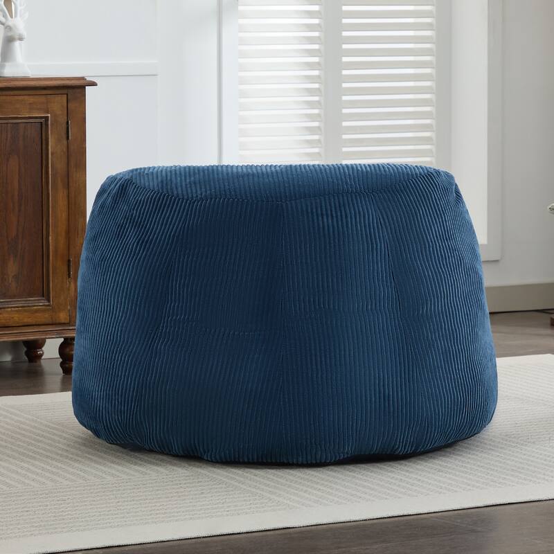 Corduroy Bean Bag Chair with Wide Backrest