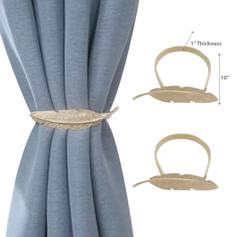 IH Casa Decor Set Of 2 Curtain Tiebacks Feather Rose Gold - Gold