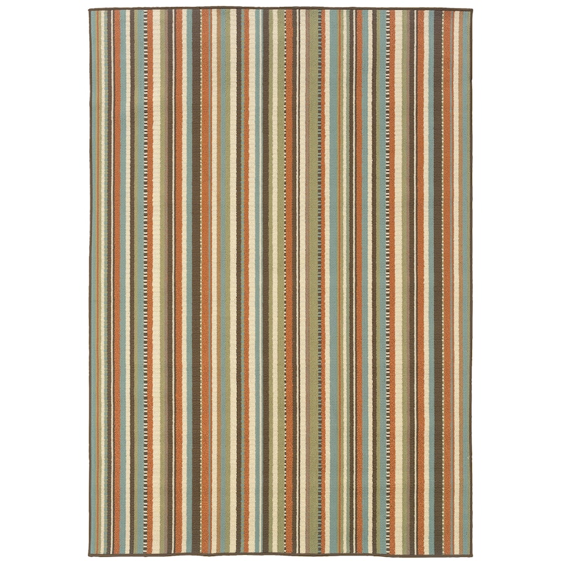 Nantes Green Blue Geometric Abstract Outdoor Casual Area Rug