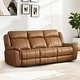 preview thumbnail 5 of 82, Spruce & Spring Genuine Leather Power Reclining Sofa with Optional Console & Flip-Down Table 3PC - Saddle