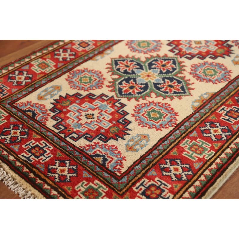 Kazak Oriental Rug Hand-Knotted Wool Carpet - 2'0"x 3'0"