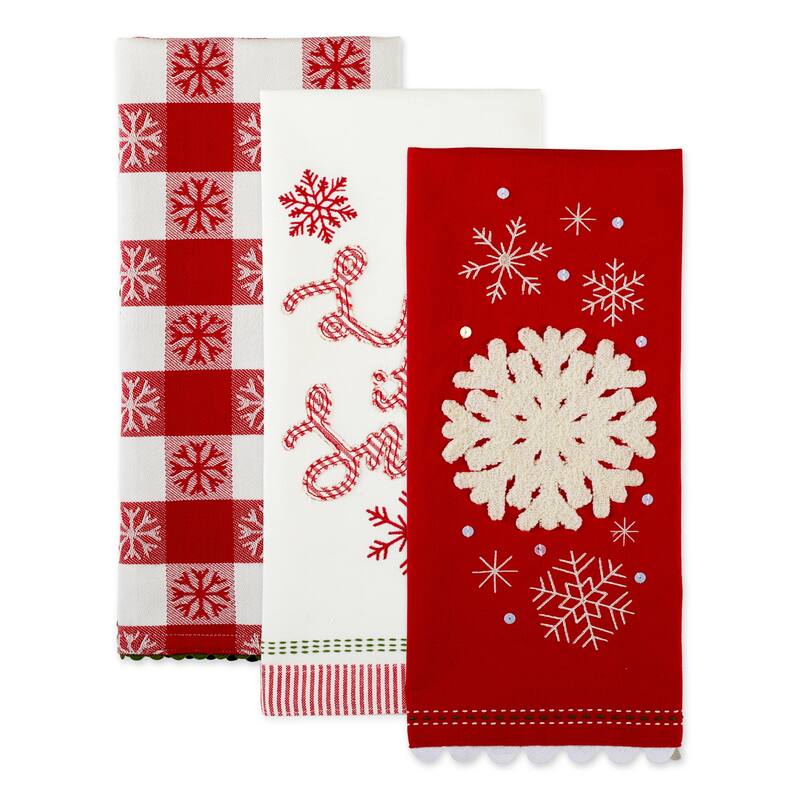 DII Santa Chef Clause Kitchen, Let It Snow Dishtowel Set of 3