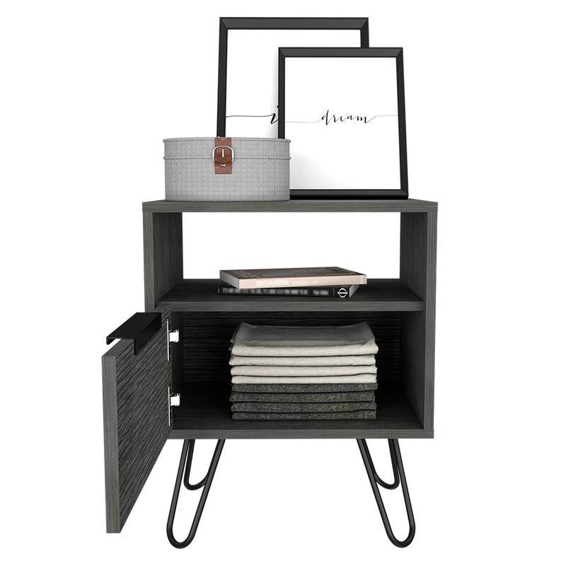 Nightstand With Single Drawer And Hairpin Legs