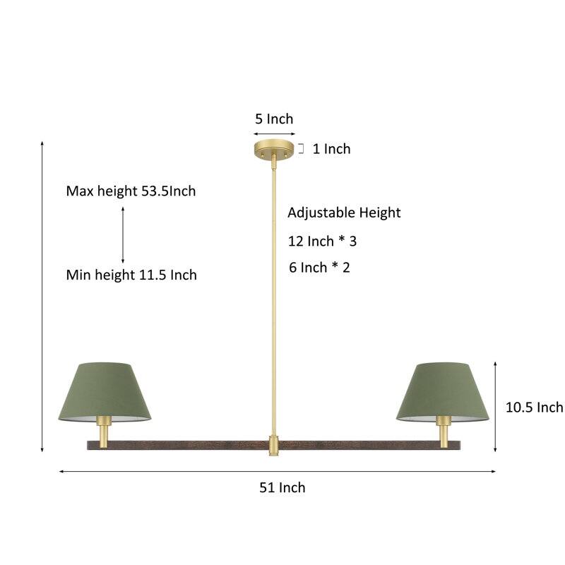 Acroma - 2 Light Gold Dimmable Lamp Shade Chandelier - N/A