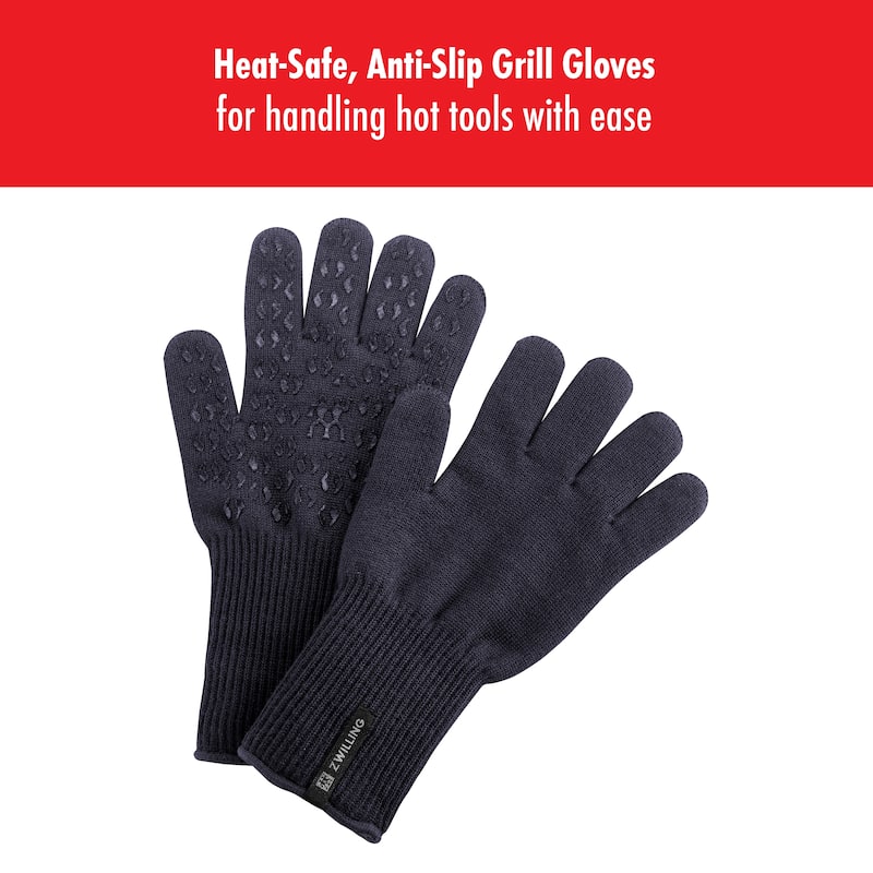 ZWILLING BBQ+ Heat Resistant Protection Grill Gloves - Charcoal - 2-pc