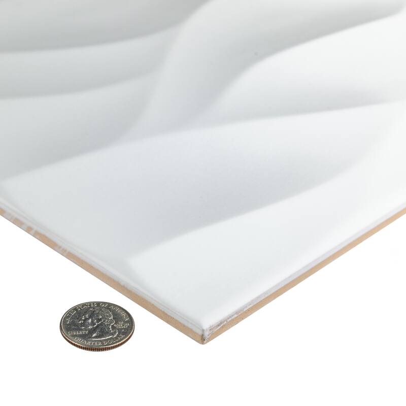 Merola Tile More Natur Matte White 9-7/8" x 15-3/4" Ceramic Wall Tile