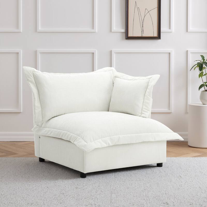 Upholstered Chenille Arm Club Chair Cloud corner cahir - Beige-right facing - Corner Chair