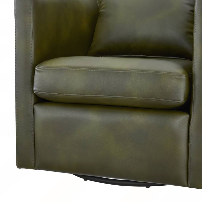Faux Leather Swivel Barrel Chair