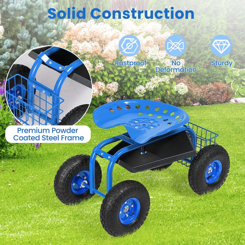 Costway Rolling Tray Gardening Planting with Work Seat Garden Cart - See Details
