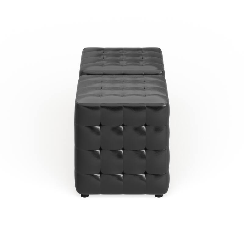 Porch & Den Las Olas Black Cube Ottoman (Set of 2)