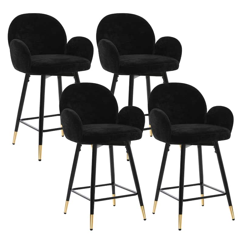 Upholstered Swivel Counter Stools with Arms Set of 2 - 38.6"H * 22.83"W * 22.83"D