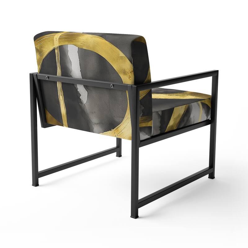 Designart "Mettalic Indigo And Gold II" Upholstered Abstract Accent Chair - Glam Arm Chair For Living Room