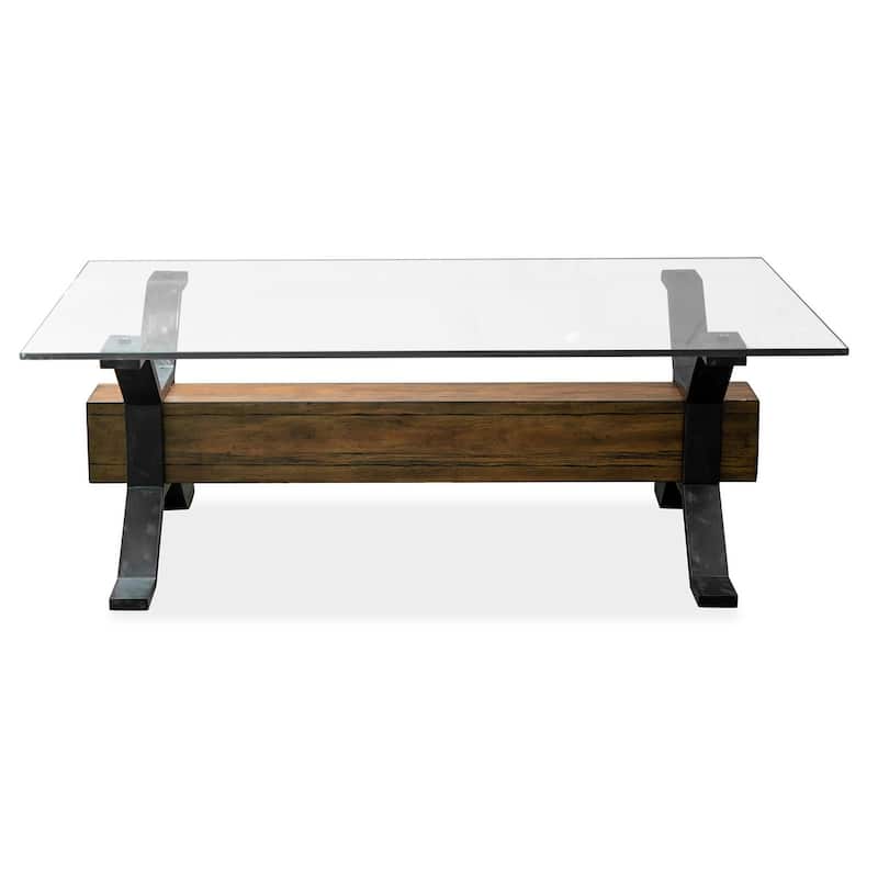 Magnussen Home Sawyer Toasted Nutmeg and Smoked Iron Rectangular Cocktail Table - 47.75''W x 30''D x 17''H