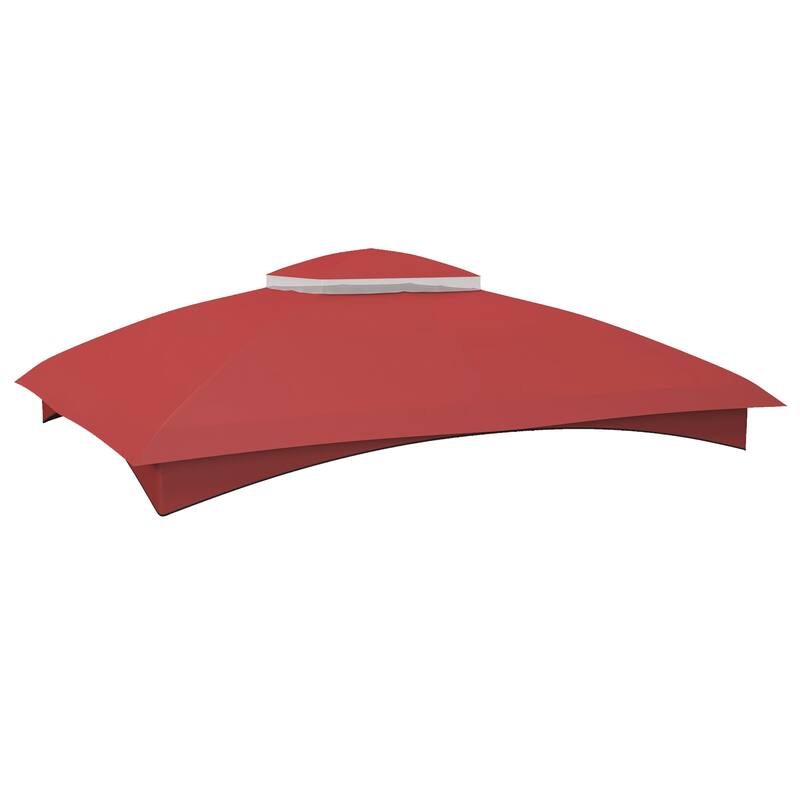 10' x 12' Gazebo Canopy Replacement, 2-Tier Outdoor Cover with Drainage Holes, Wine Red - Red