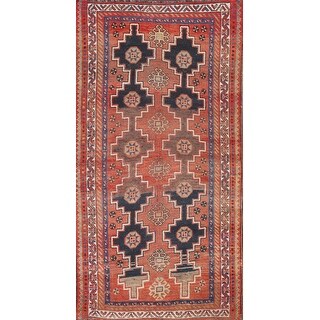 Antique Geometric Tribal Shiraz Persian Area Rug Handmade Wool Carpet - 4'7" x 9'3"