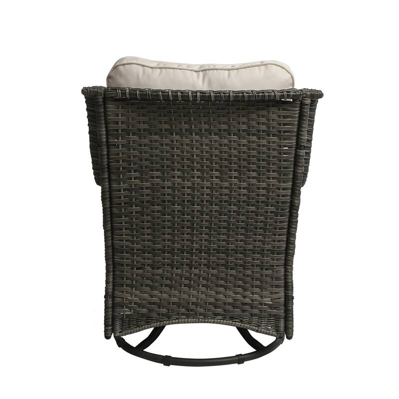 Outdoor Rattan Wicker Swivel Rocking Chair With Cushions