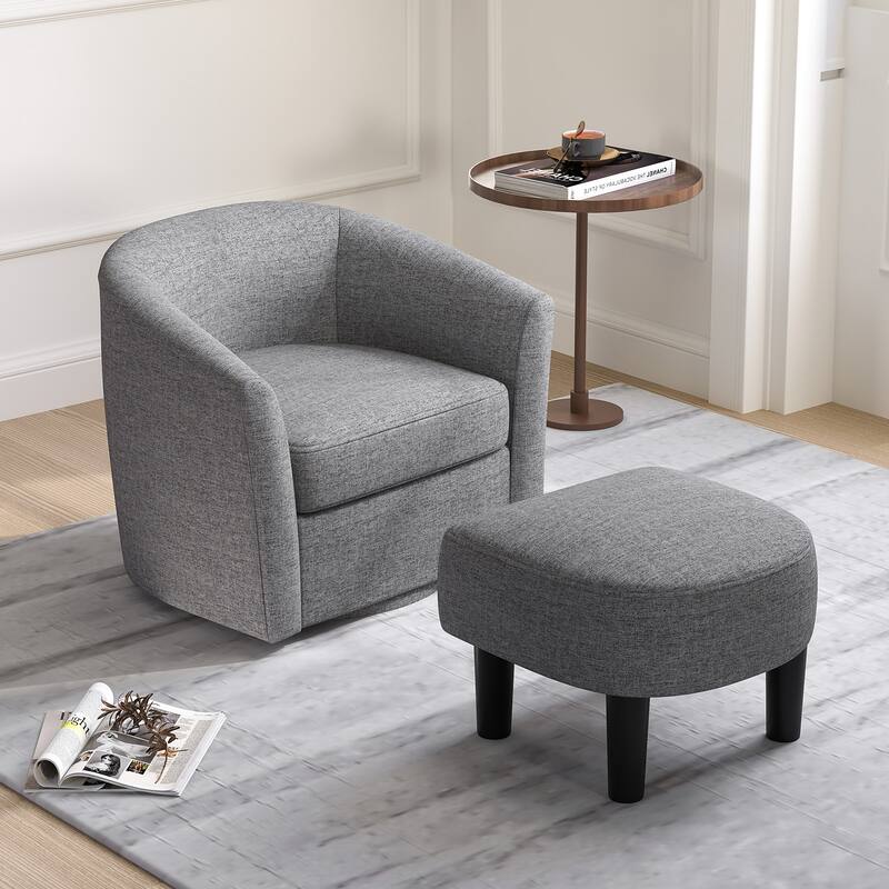 Modern Swivel Accent Chair with Ottoman for Living Room or Bedroom