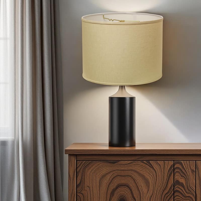 HomeRoots Beige Linen Drum Lamp Shade - 13" L x 13" W x 9.5" H