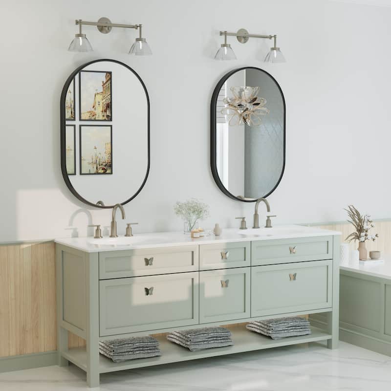 KIOTEE Oval Black Aluminum Alloy Framed French Cleat Mounted Wall Decor Bathroom Vanity Mirror with 5-Year Warranty