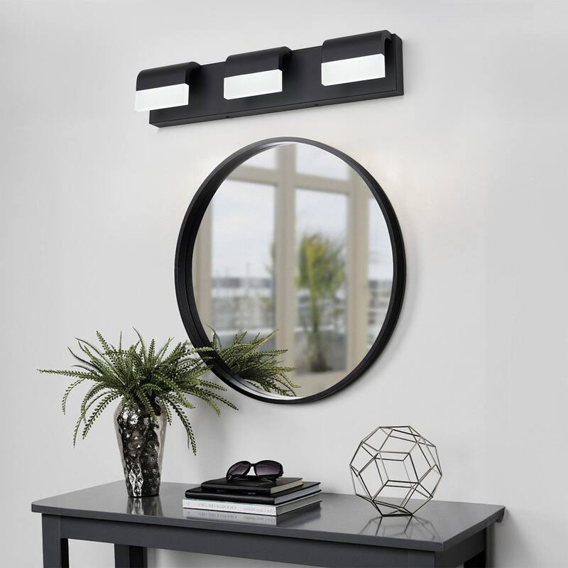 LED Contemporary Vanity Lights Fixture Bathroom Wall Light Over Mirror 3 Lights Dimmable - Black