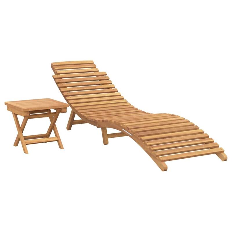 vidaXL Sun Lounger Folding Brown 184 x 55 x 59 cm Solid Teak Wood - 72.4 x 21.7 x 23.2