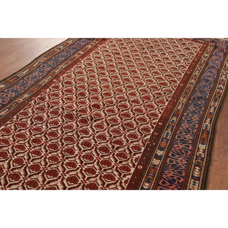 Pre-1900 Antique Vegetable Dye Shirvan Persian Wool Carpet - 4'10" x 8'7"