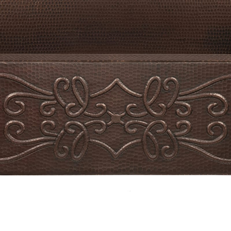 30-in Hammered Copper Kitchen Apron Single Basin Sink with Scroll Design with Matching Drain and Accessories (KSP3_KASDB30229S)