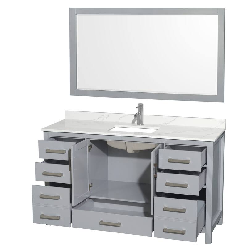 Wyndham Collection WCS141460S-QTZ-UNSM58 Sheffield 60" Free Standing