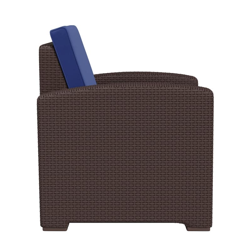 Faux Rattan Chair with All-Weather Cushion