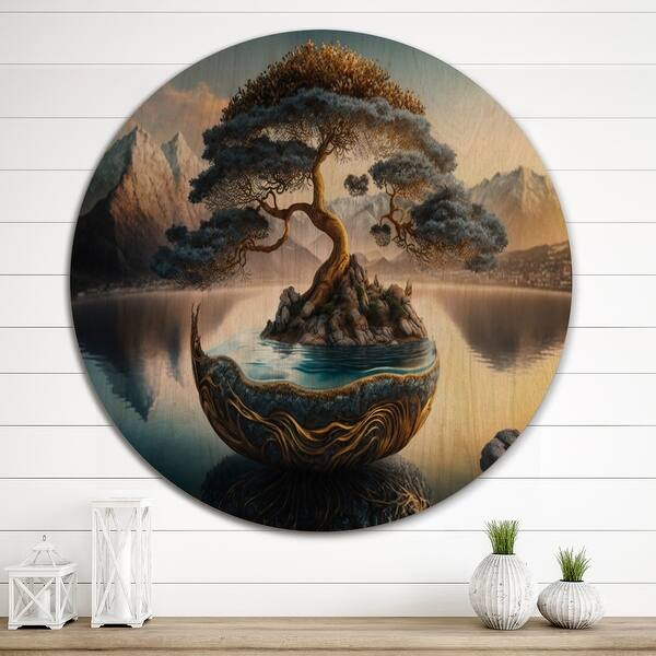 Designart "Golden Bonsai Tree " Modern Wood Wall Art Dcor - Natural Pine  Wood - Bed Bath & Beyond - 37525271