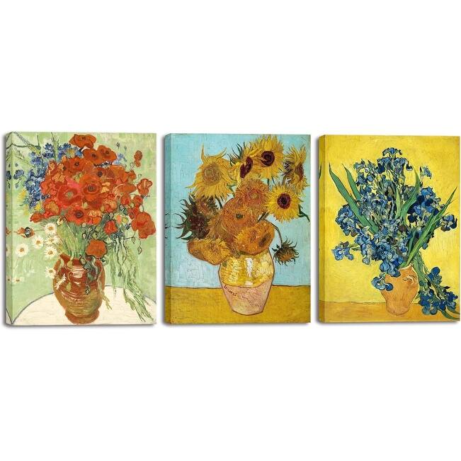 Art 3 Panels Canvas Prints of Vincent Van Gogh Paintings - 12 x 16