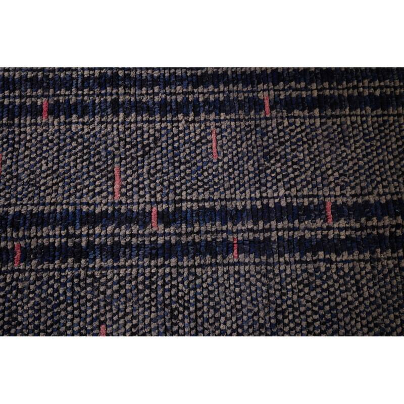 Navy Blue Moroccan Oriental Area Rug Handmade Wool Carpet - 5'11"x 9'10"