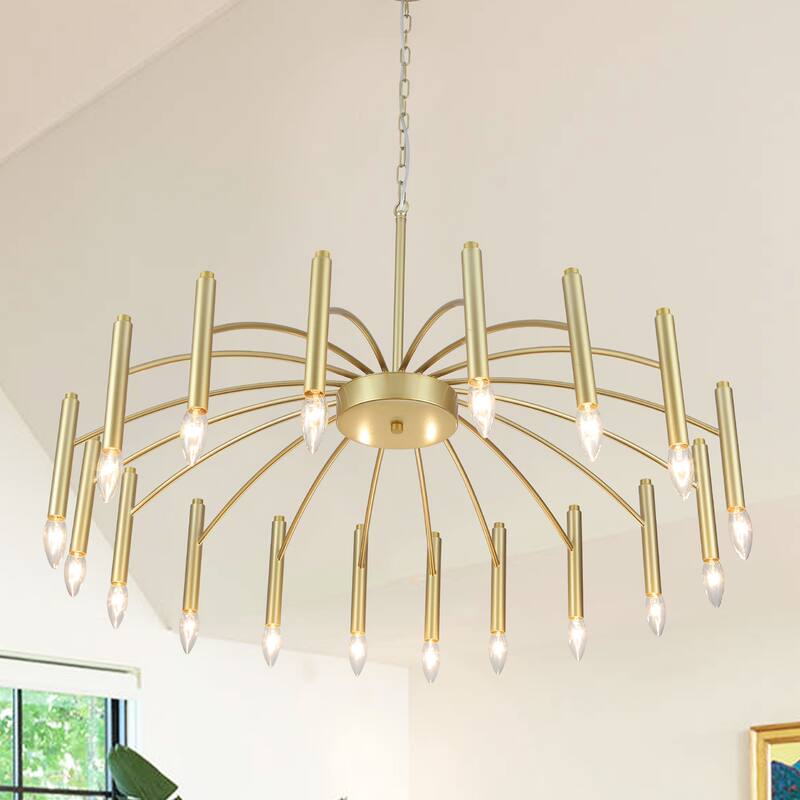 38.97 in. Modern Chandelier, Farmhouse Chandelier , 18-Light Candle Style Chandelier for Dining Room Living Room Bedroom Kitchen - Spray Gold