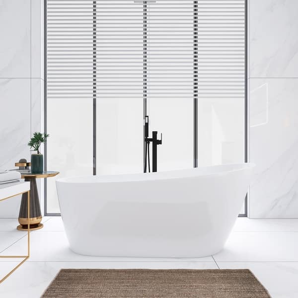 slide 1 of 23, Acrylic Double Slipper Freestanding Soaking Bathtub 59"31"