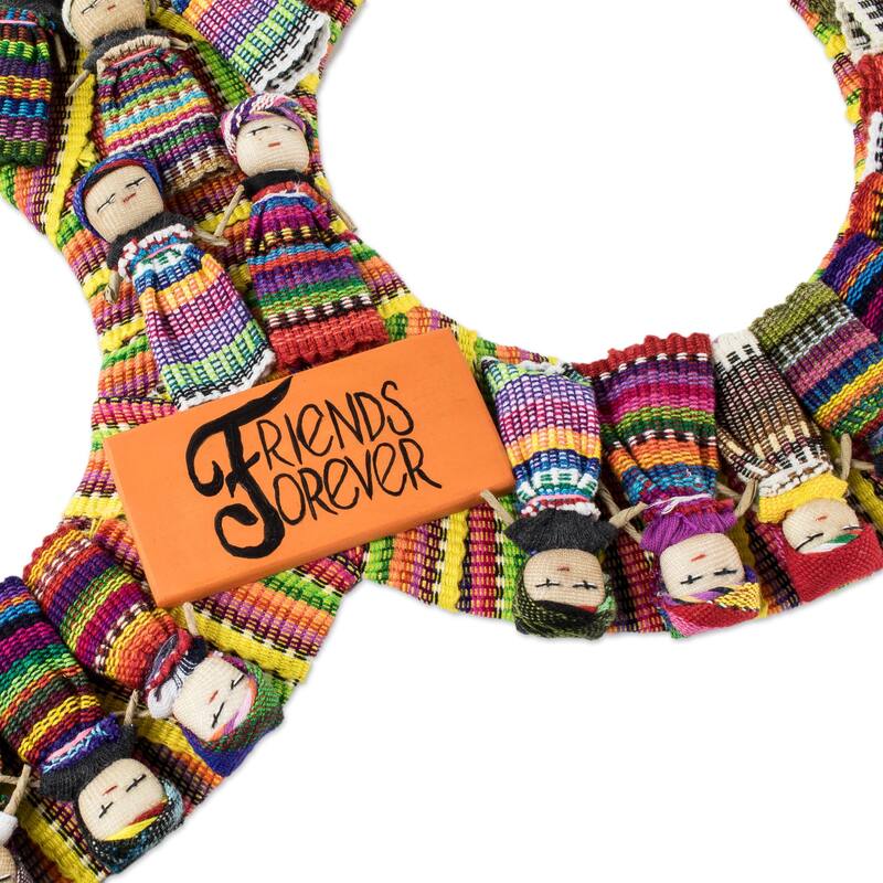 Novica Handmade Friends Forever Cotton Worry Doll Wreath