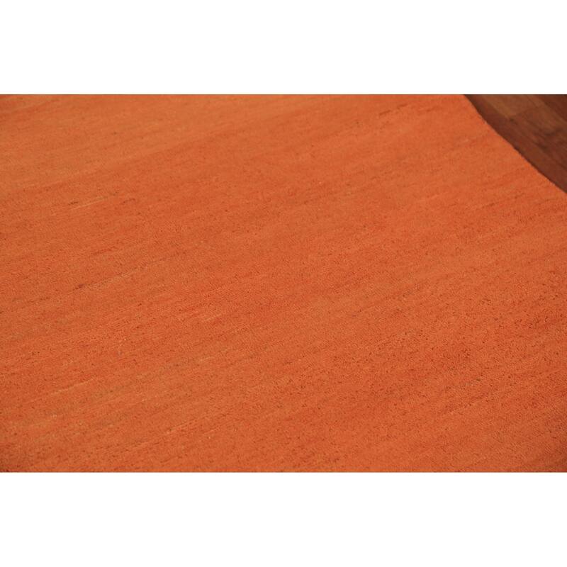 Orange Gabbeh Modern Rug Handmade Oriental Wool Carpet - 3'11" x 5'10"
