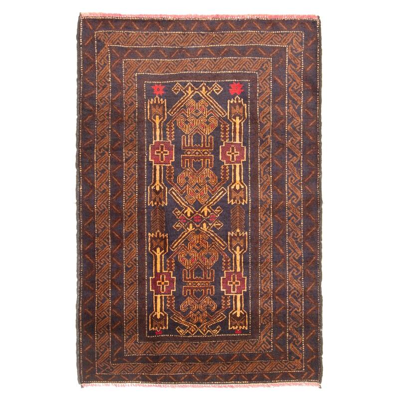 ECARPETGALLERY Hand-knotted Teimani Dark Navy Wool Rug - 2'9 x 4'2