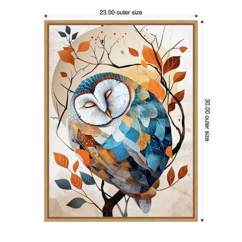 Owl Watercolor Animal Art by Justyna Jaszke Framed Canvas Wall Art - 23 x 30 in
