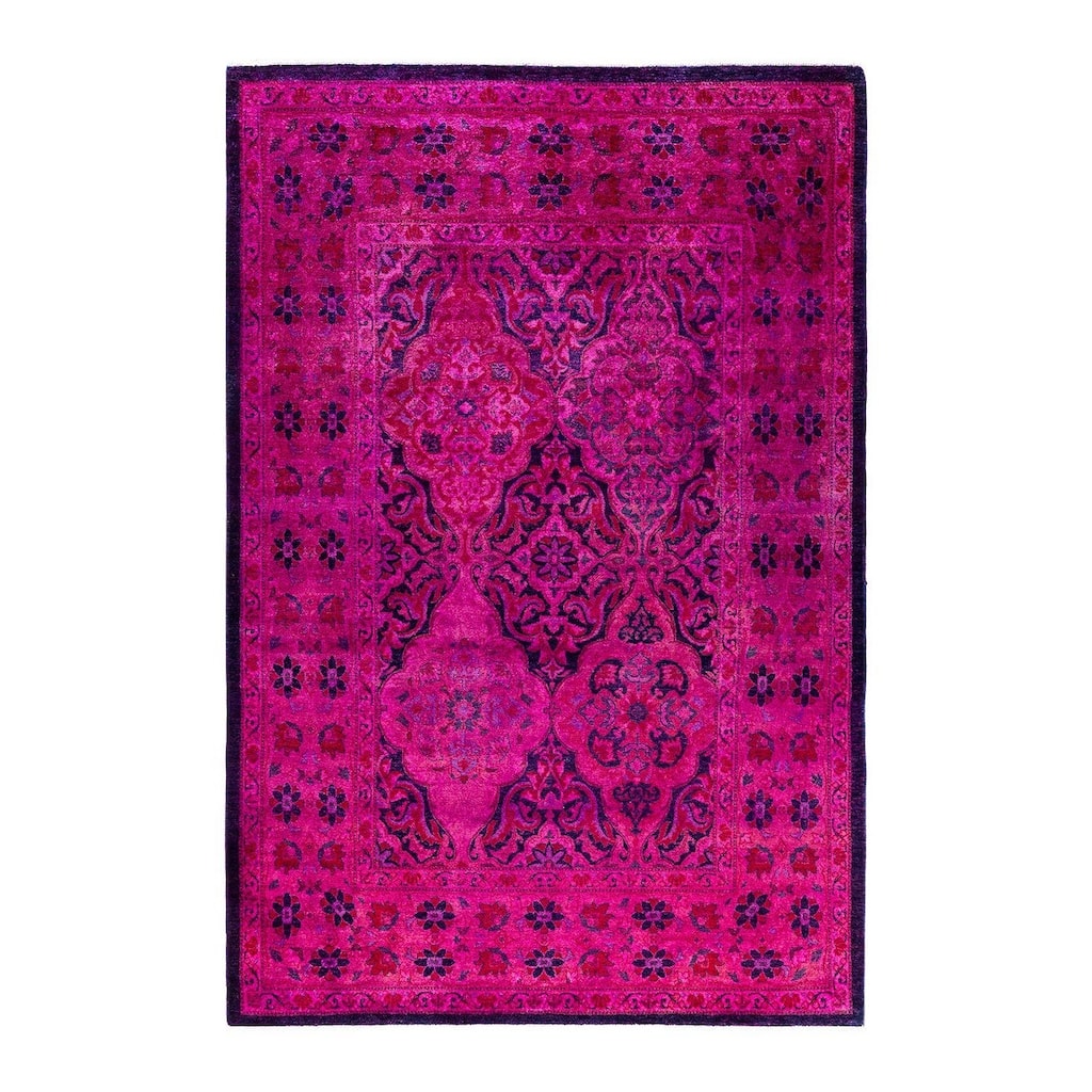 Fine Vibrance One-of-a-Kind Hand-Knotted Area Rug - Pink, 4' 1" x 6' 1" - 4' 1" x 6' 1"