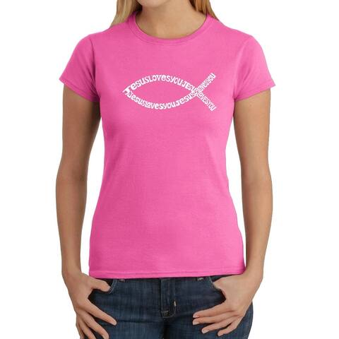 Women's Word Art T-Shirt - Jesus Loves You