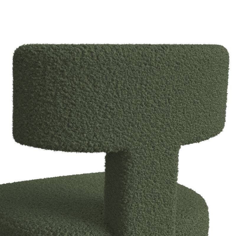 Dining Chairs Boucle Fabric Lamb Upholstered T-Shape (Set of 2)