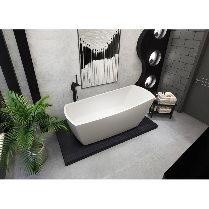 Peter Soaking Single Slipper Rectangular Bathtub in Glossy White